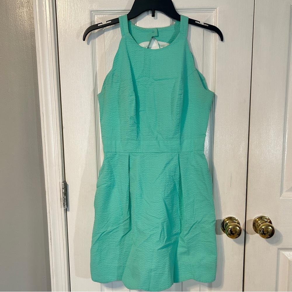 Lauren James Teal Seersucker Dress size S